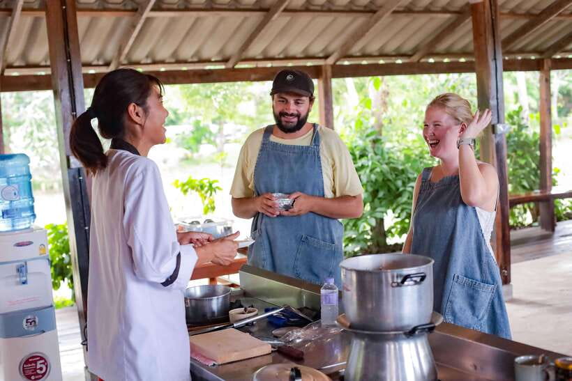 Chiang Mai: HALF-DAY COOKING COURSE at a Thai Cooking Farm - The Rice Barn kitchen: open-air, clean, and set up for doing