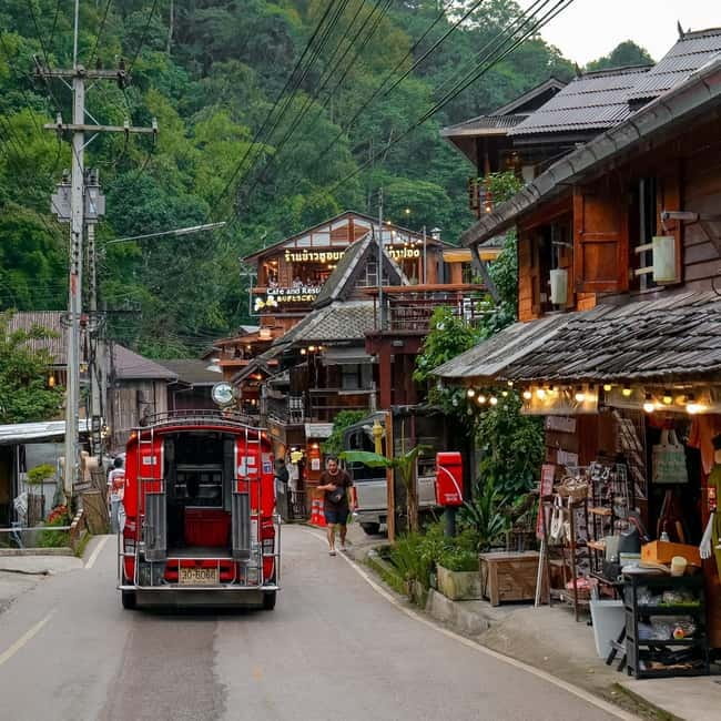 Chiang Mai: The Giant Café & Mae Kampong Village Day Trip - Mae Kampong Waterfall: short walk, forest cool-down, bring grip