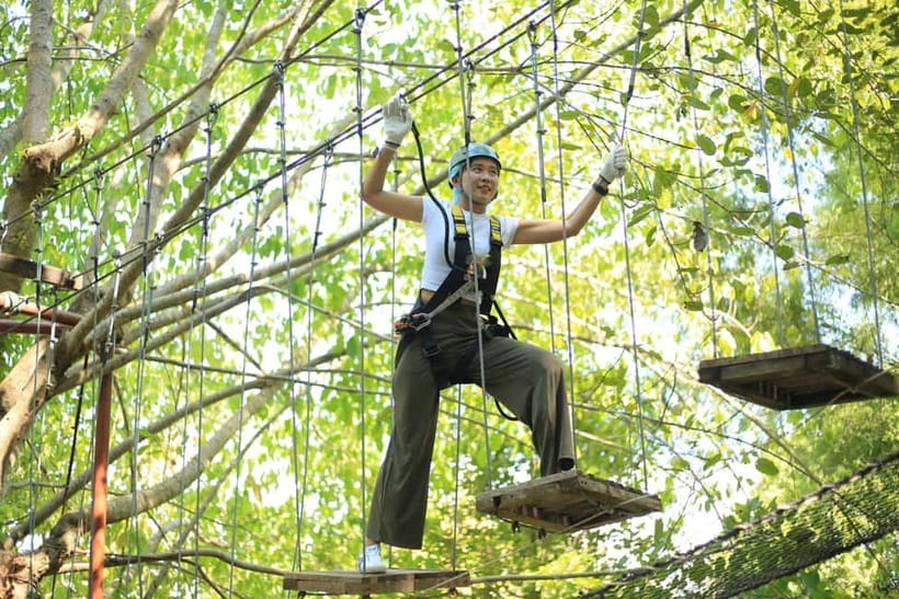 Chiang Mai: Zipline & High Rope without Lunch & Transfer - Feeding fish and sheep, plus playground time for kids