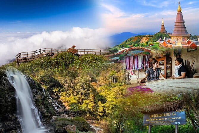 ChiangMai 1DayTour:Elephant Sanctuary,king&queen pagoda,waterfall - Lunch break at a nearby restaurant: included fuel, simple and necessary