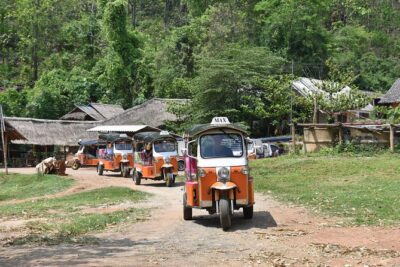 Full Day Chauffeur Driven Tuk Tuk Adventure in Chiang Mai including rafting - Stop 1 in Mae Wang District: temple views, rural life, and bamboo rafting
