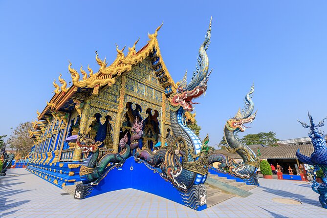 Full Day Chiang Rai 3 Temples White, Blue,Big Bhudha Temples - Wat Rong Suea Ten (Blue Temple): murals, blue-and-gold, and donations