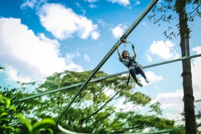 Jungle Flight Zipline Roller Coaster - About 15 ziplines: how the long lines and short sections work together